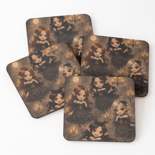 Item preview, Chibi Dracula Brides Gothic Vampire Girls | Spooky Cute Dark Kawaii Vampire Horror Aesthetic designed and sold by InkAndGloom.