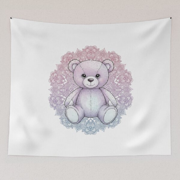 Item preview, Purple Teddy Bear with Floral Mandala designed and sold by Stick-Shop9.