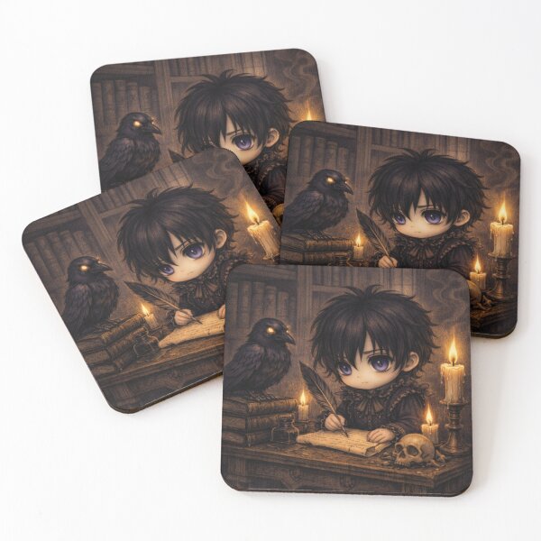 Item preview, Chibi Raven Edgar Allan Poe Gothic Cute Art | Spooky Cute Dark Poetry Aesthetic Sticker Design designed and sold by InkAndGloom.