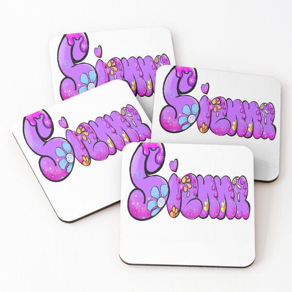 Item preview, Sienna name personalized in cute purple bubble letters with flowers designed and sold by Artonmytee.