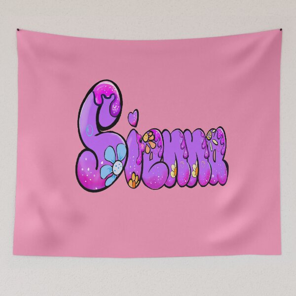Item preview, Sienna name personalized in cute purple bubble letters with flowers designed and sold by Artonmytee.