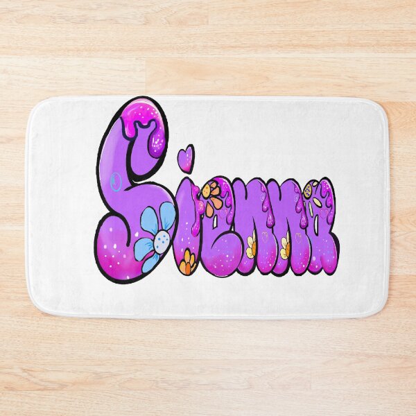 Item preview, Sienna name personalized in cute purple bubble letters with flowers designed and sold by Artonmytee.