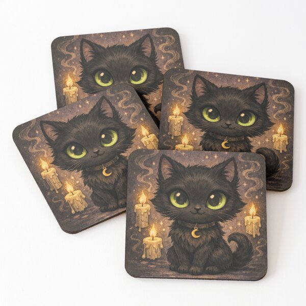 Item preview, Chibi Black Cat Familiar Gothic Witch Cat | Spooky Cute Dark Kawaii Halloween Aesthetic Art designed and sold by InkAndGloom.