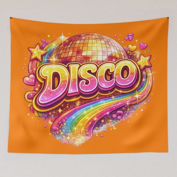 Item preview, Colourful Disco Rainbow Retro Party Typography Design designed and sold by ArtComixHaven.