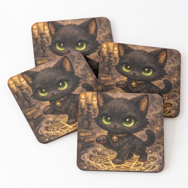 Item preview, Chibi Black Cat Familiar Gothic Witch Cat | Spooky Cute Dark Kawaii Halloween Aesthetic Art designed and sold by InkAndGloom.
