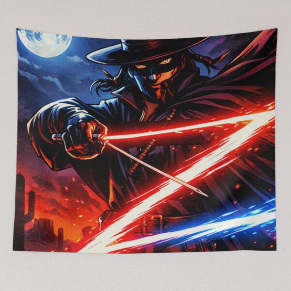 Item preview, Zorro Shadow Legend Neon Comic Vigilante Western Icon Dark Hero Aesthetic Design designed and sold by SHOCAMPOS DESIGNS .