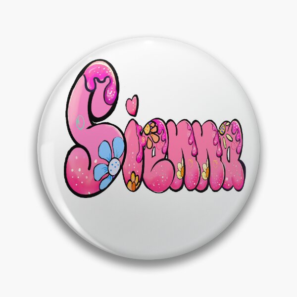 Item preview, Sienna name personalized in cute pink bubble letters with flowers designed and sold by Artonmytee.