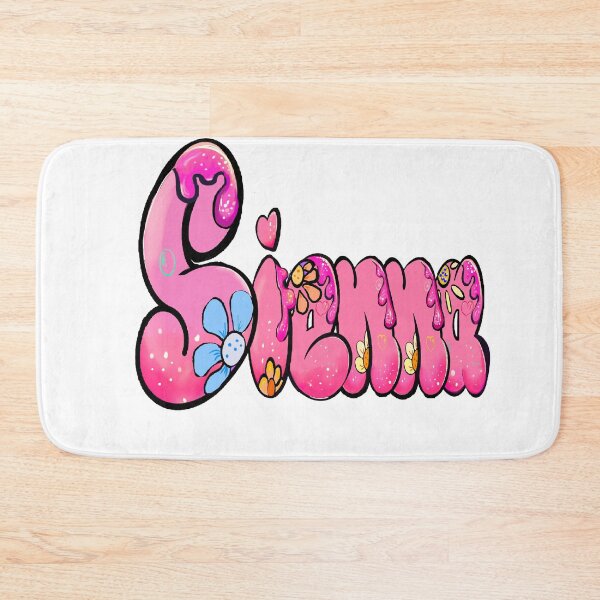 Item preview, Sienna name personalized in cute pink bubble letters with flowers designed and sold by Artonmytee.