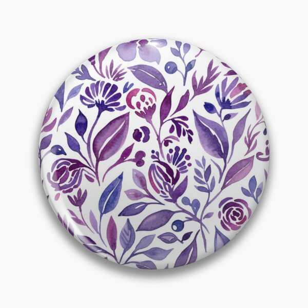 Item preview, Watercolor Botanical Pattern with Purple Flowers and Leaves designed and sold by silviaol.