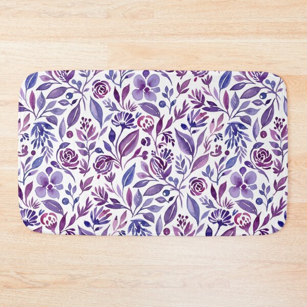 Item preview, Watercolor Botanical Pattern with Purple Flowers and Leaves designed and sold by silviaol.
