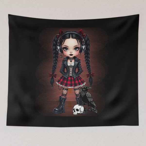 Item preview, Kawaii Gothic Girl and Raven Dark Aesthetic designed and sold by Szpaku desart .