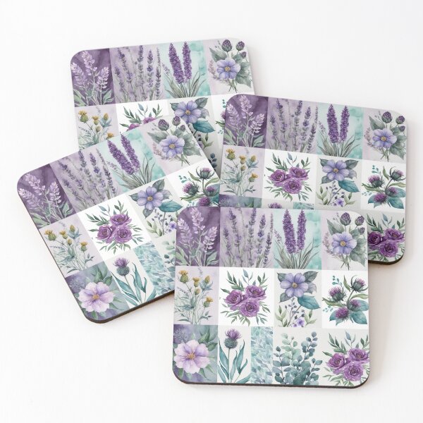 Item preview, Purple & Teal Watercolor Wildflowers Pattern | Elegant Floral Botanical Design | Cottagecore Garden Aesthetic designed and sold by NoviaRobert.