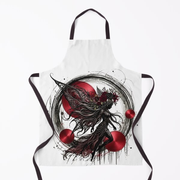 Item preview, Gothic Fairy Dark Fantasy Art – Mythical Woman with Spiderweb Wings, Skull and Black Red Roses Helmet, Concentric Circles Background designed and sold by Good Vibes .