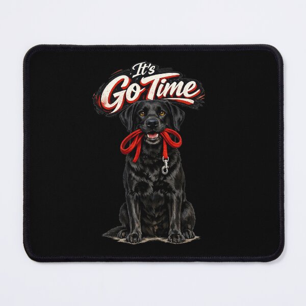 Item preview, Black Labrador Retriever "It’s Go Time" Dog Design – Funny Dog Lover Graphic with Leash designed and sold by 486DesignCo.
