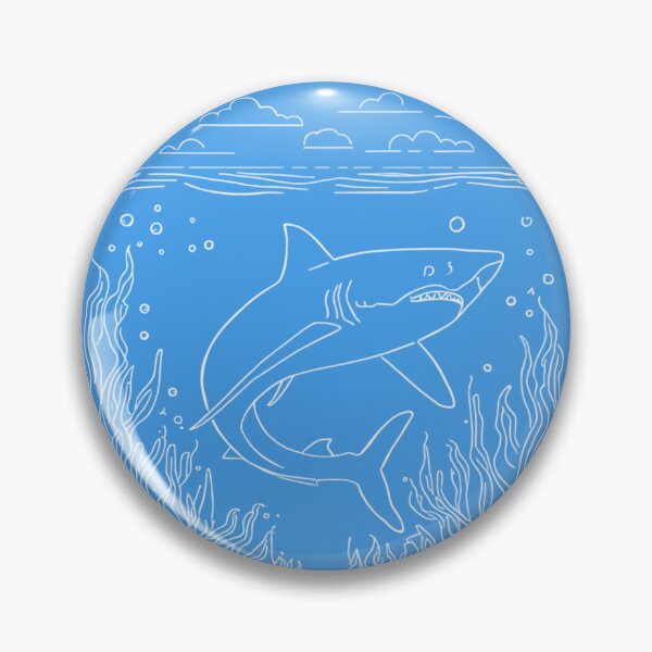 Aperçu de l'œuvre Illustration minimaliste de requin au trait – Illustration circulaire de la vie marine créée et vendue par HCNDesign.
