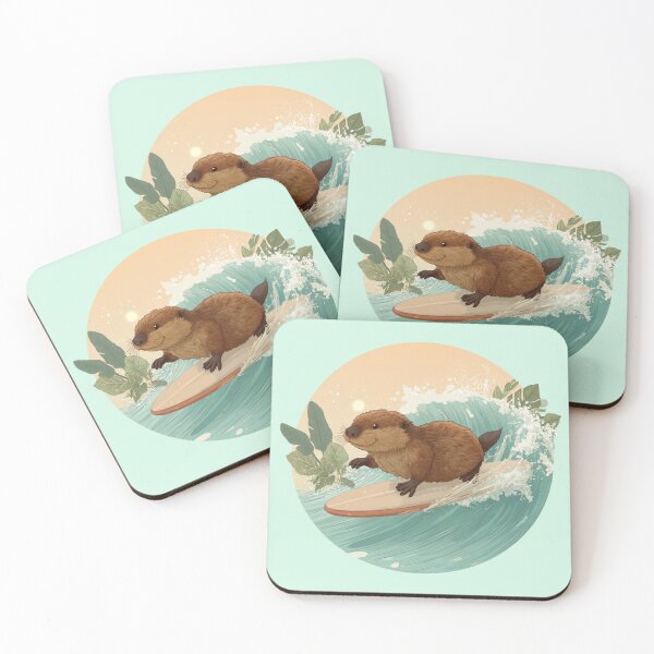 Item preview, Otter surfing designed and sold by bubblyrainbow.