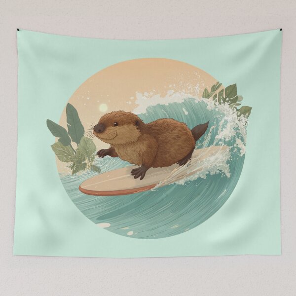 Item preview, Otter surfing designed and sold by bubblyrainbow.