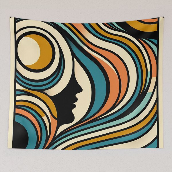 Item preview, Abstract Line Face with Retro Waves designed and sold by InkSmithery.