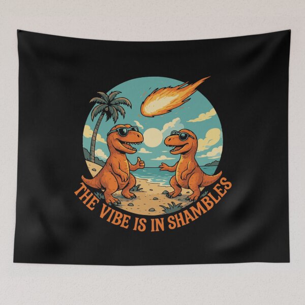 Item preview, The Vibe Is In Shambles - Funny Retro Dinosaur Meteor Art designed and sold by Ali-printshop.