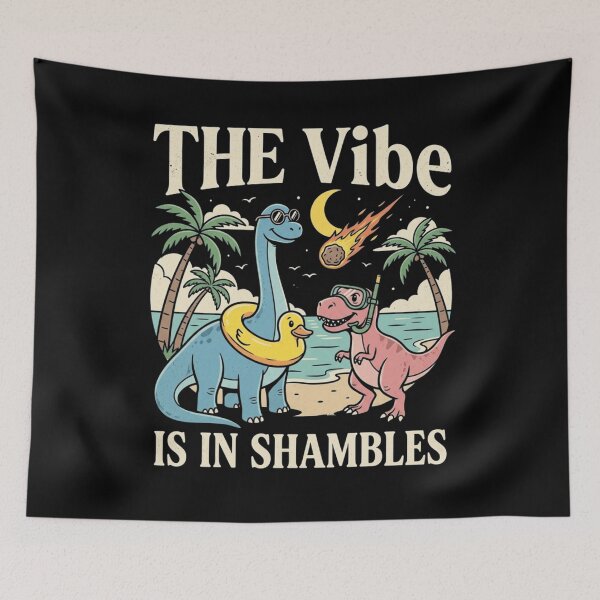 Item preview, The Vibe Is In Shambles - Funny Retro Dinosaur Meteor Art designed and sold by Ali-printshop.