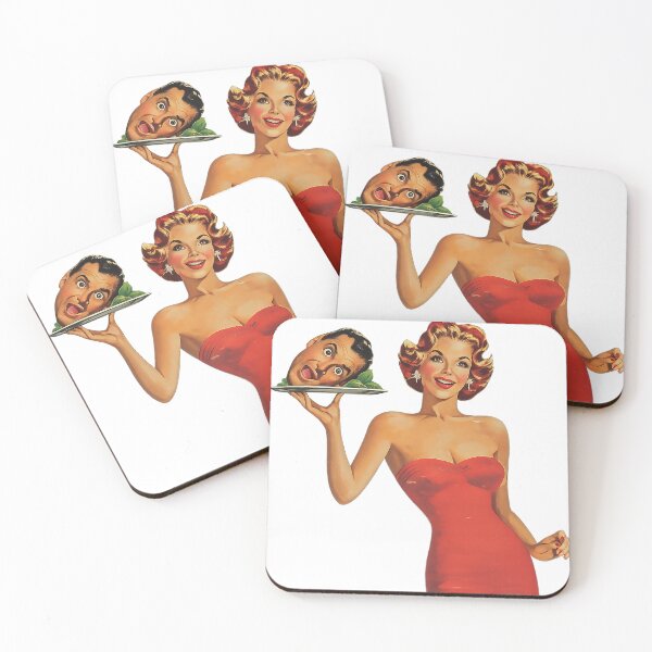 Item preview, Funny Chef: Woman serving a Man's head on a platter designed and sold by PIXEL POP DESIGNS - Beyond the Norm!.