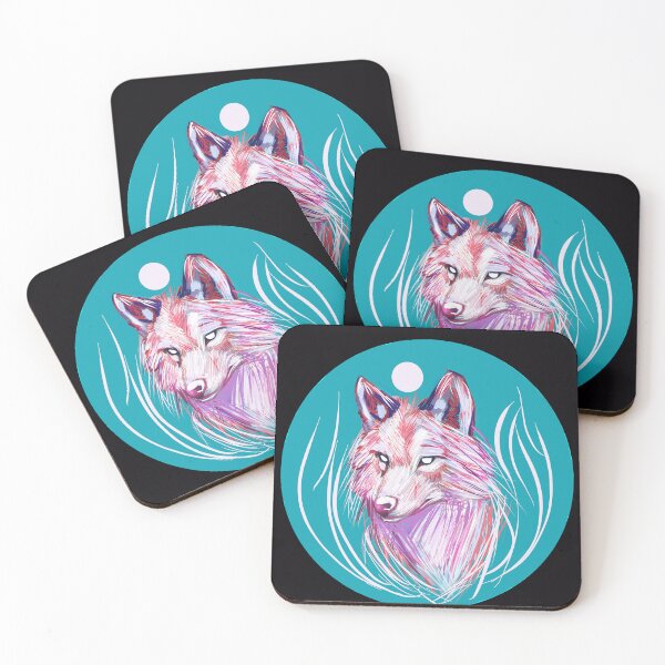 Item preview, Ethereal Neon Wolf - Pastel Cyberpunk Spirit Animal Art designed and sold by Kaitychoco.