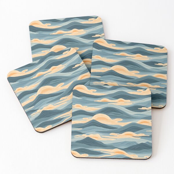 Item preview, Minimalist Mountain Pattern with Sunrise & Clouds | Calm Nature Landscape Design designed and sold by CoastalEmp.