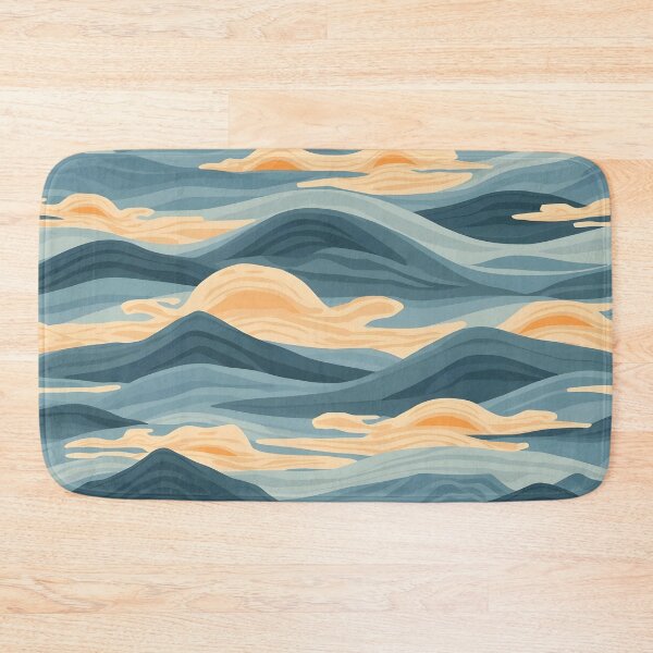 Item preview, Minimalist Mountain Pattern with Sunrise & Clouds | Calm Nature Landscape Design designed and sold by CoastalEmp.