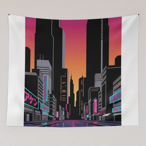 Item preview, Tokyo at Sunset Neon Retro Futuristic Style designed and sold by HeyHas.