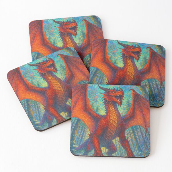 Item preview, Fiery Red Dragon in Enchanted Forest designed and sold by Naynners Designs.
