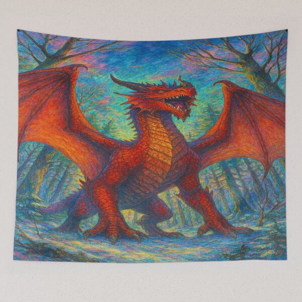 Item preview, Fiery Red Dragon in Enchanted Forest designed and sold by Naynners Designs.