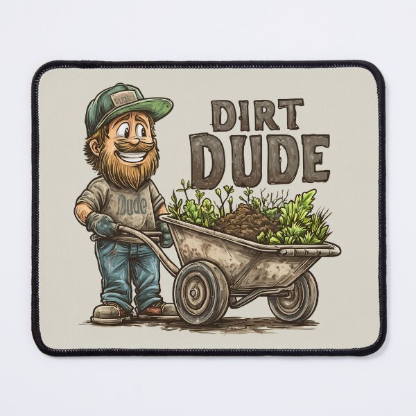 Item preview, Dirt Dude Funny Gardener with Wheelbarrow Cartoon designed and sold by Boddicca.
