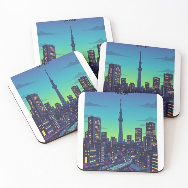 Item preview, Tokio Nocturno Skyline Ilustración Moderna designed and sold by HeyHas.