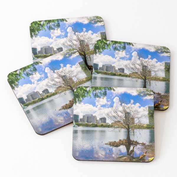 Item preview, City Skyline Overlooking Tranquil Lake designed and sold by LeonidasBratini.