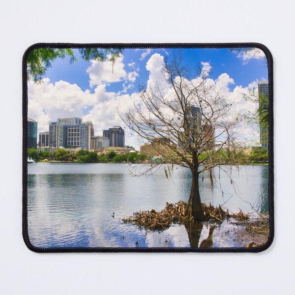 Item preview, City Skyline Overlooking Tranquil Lake designed and sold by LeonidasBratini.