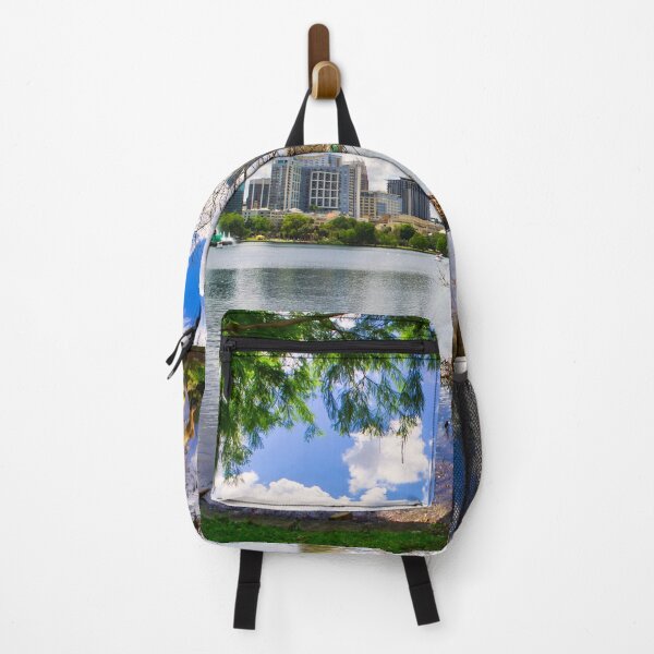 Item preview, City Skyline Overlooking Tranquil Lake designed and sold by LeonidasBratini.