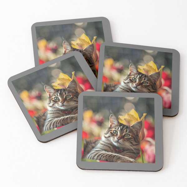 Item preview, Elegant cat, background blooming, artistic photography designed and sold by Tama-sirth.