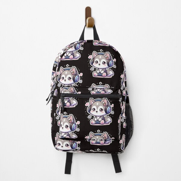 Item preview, Cute Husky Listening to Music Kawaii Sticker| Adorable Dog with Headphones designed and sold by carestazafeli.