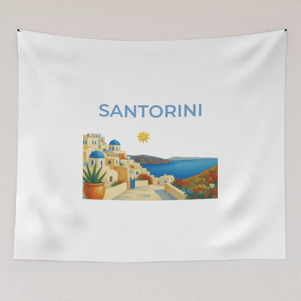 Item preview, Santorini Village Sea View Greek Island Souvenir designed and sold by Inkworksbyshery.