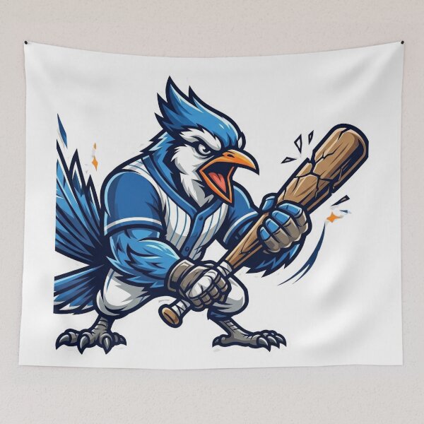 Item preview, Furious Blue Jay Mascot – Aggressive Baseball Bird Power Design designed and sold by Pandora´s Box.