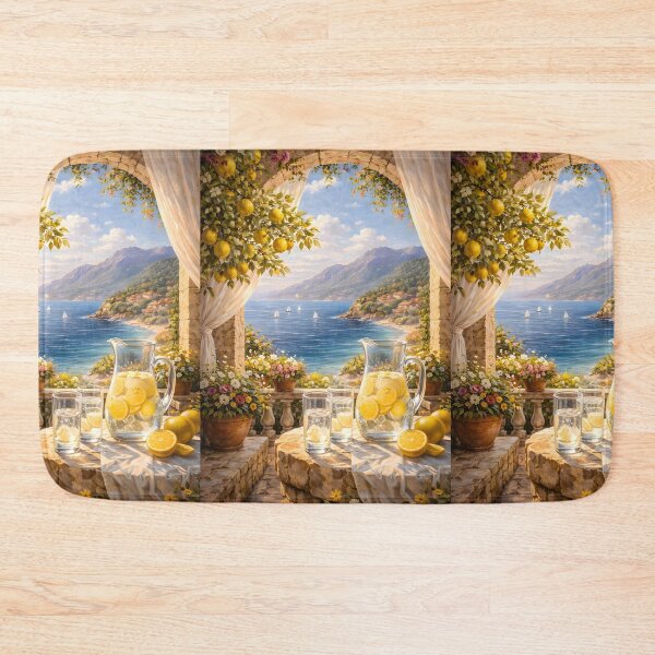 Item preview, Mediterranean Lemon Coast Window View Oil Painting Wall Art Print designed and sold by Teenidesign .