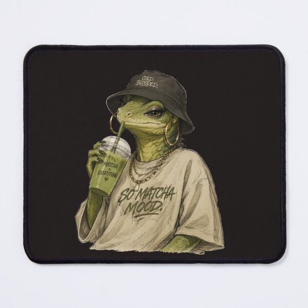Item preview, Matcha Girlie Reptile – Cozy Fire Nap Aesthetic | Cute Fantasy Character Art designed and sold by Mohtarma Designs.