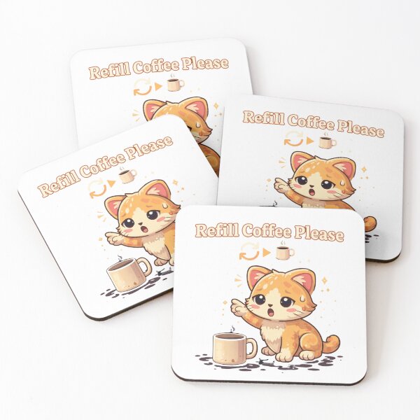 Item preview, Refill Coffee Please ☕? | Caffeine Loading Cat designed and sold by Kawaii Cosmos Cats.