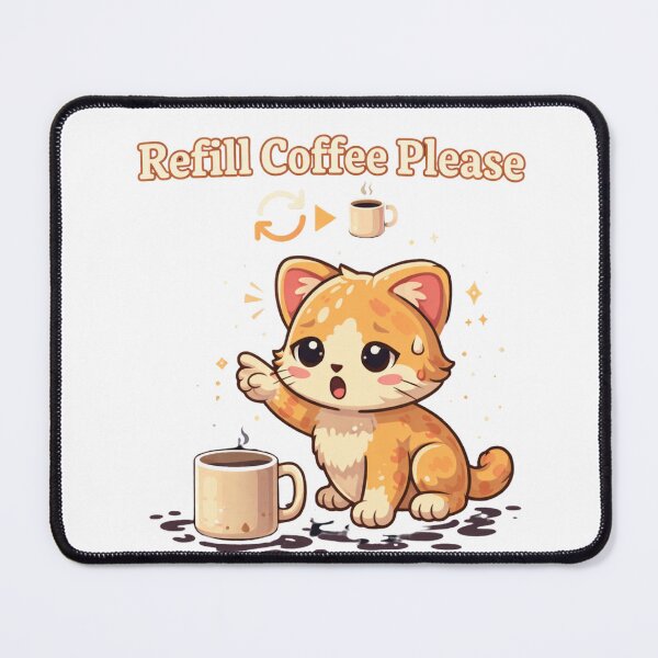 Item preview, Refill Coffee Please ☕? | Caffeine Loading Cat designed and sold by Kawaii Cosmos Cats.