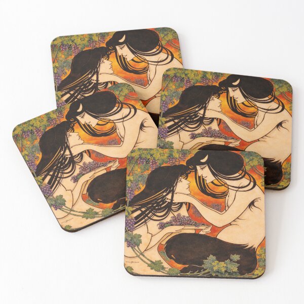 Item preview, Art Nouveau Vintage Illustration Romantic Women Grapes Design for Retro Art Lovers designed and sold by RickE.