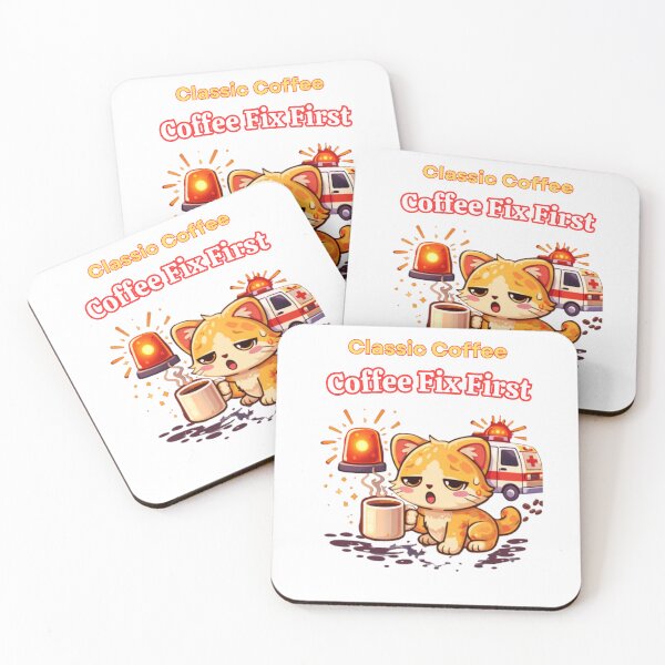 Item preview, Coffee Fix First ☕? | Emergency Caffeine Cat designed and sold by Kawaii Cosmos Cats.