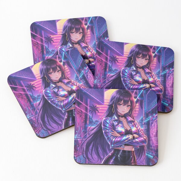 Item preview, Neon Cyberpunk Synthwave Woman | Retro Futuristic Anime Wall Art designed and sold by Sunset Deck Studio.