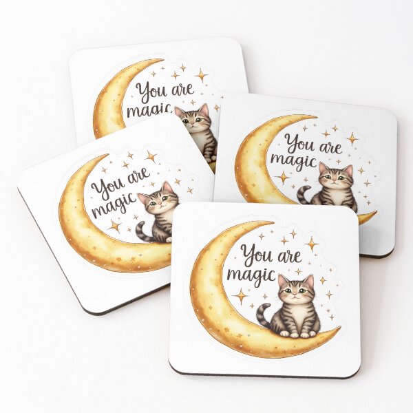 Item preview, You Are Magic Cat Moon Sticker designed and sold by Kuky Studio.