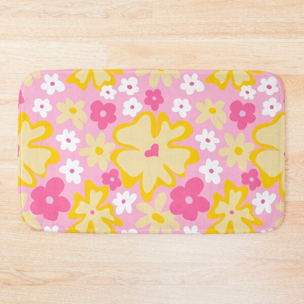 Item preview, Retro Flowers Pink and Yellow designed and sold by DaisyLemon.