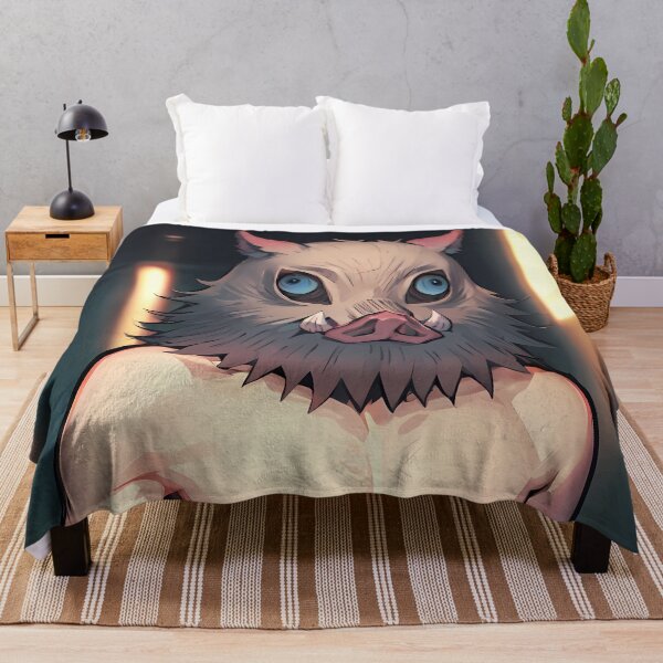 Item preview, Inosuke Hashibira Demon Slayer Boar Mask City Lights Night Portrait designed and sold by PMartistStudio.